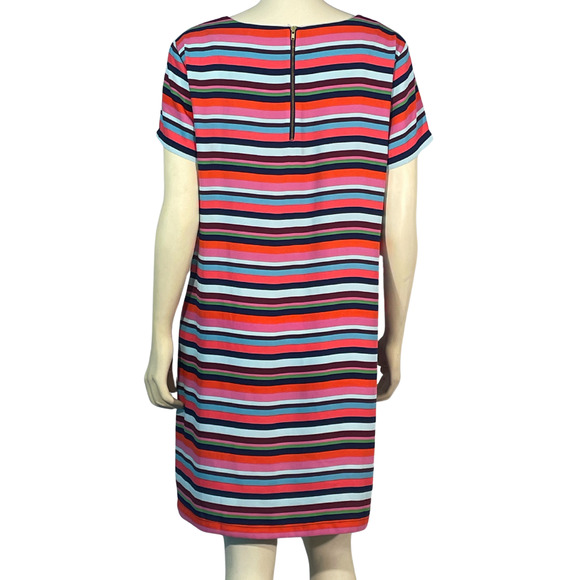 3-FOR-$30 Cynthia Rowley Sz 12 Shift Dress Colorful Striped Silky Exposed Zipper - Picture 3 of 10
